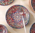 CERAMIC BOHEMIAN SALAD DISH FLOWER PATTERN - Image 2