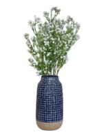 MODERN BLUE AND WHITE GRID-DESIGNED CERAMIC FLOWER VASE - Image 3