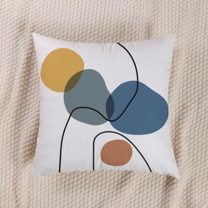 SET OF 2 ABSTRACT GEOMETRIC LINE PRINT PILLOW COVER WITH FILLING - Image 2