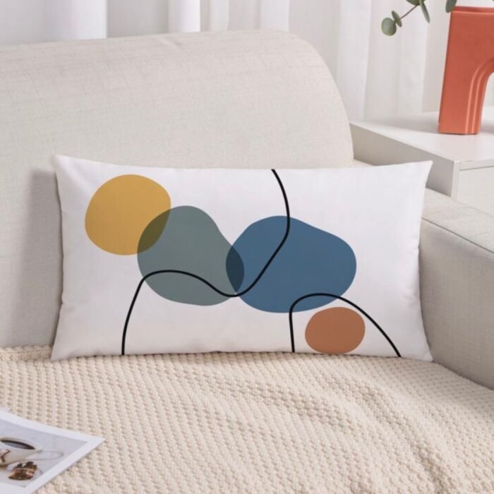 SET OF 2 ABSTRACT GEOMETRIC LINE PRINT PILLOW COVER WITH FILLING - Image 3