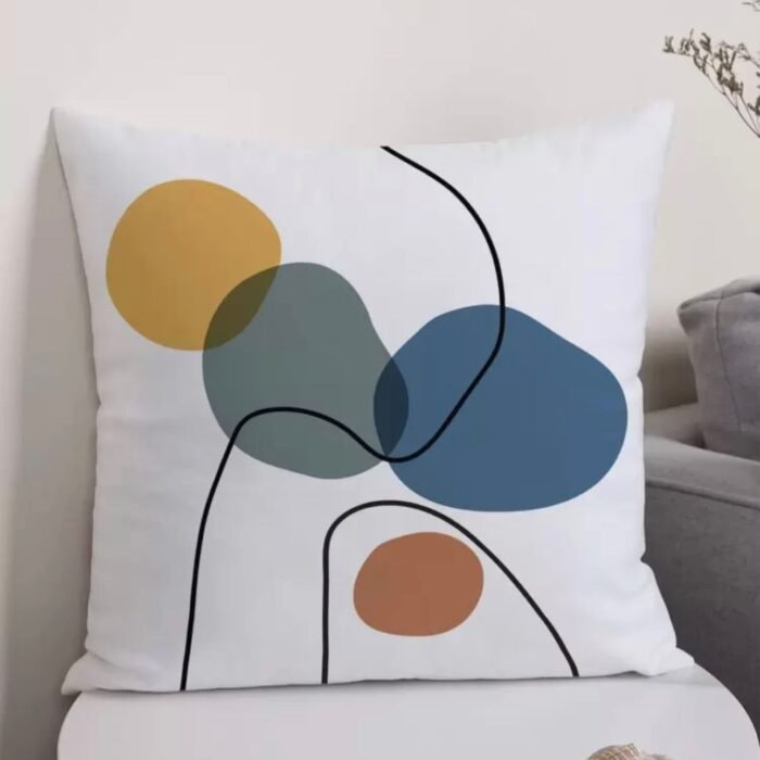 SET OF 2 ABSTRACT GEOMETRIC LINE PRINT PILLOW COVER WITH FILLING - Image 4