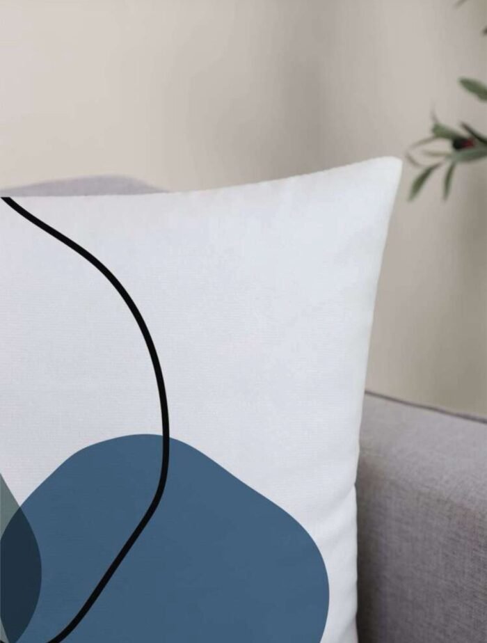 SET OF 2 ABSTRACT GEOMETRIC LINE PRINT PILLOW COVER WITH FILLING - Image 5