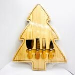 TREE WOODEN CHEESEBOARD WITH STAINLESS CUTLERY