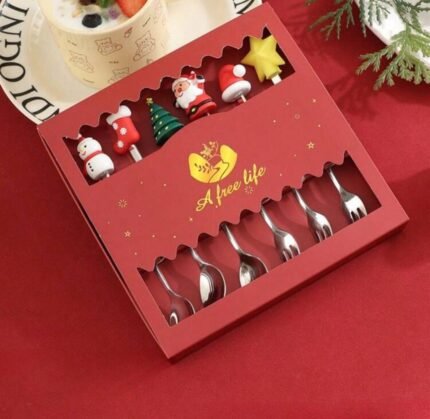 SET OF SIX CHRISTMAS SILVER CUTLERY