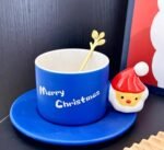 CHRISTMAS CERAMIC CUP SANTA HANDLE WITH SPOON AND PLATE IN A GIFT BOX - Image 3