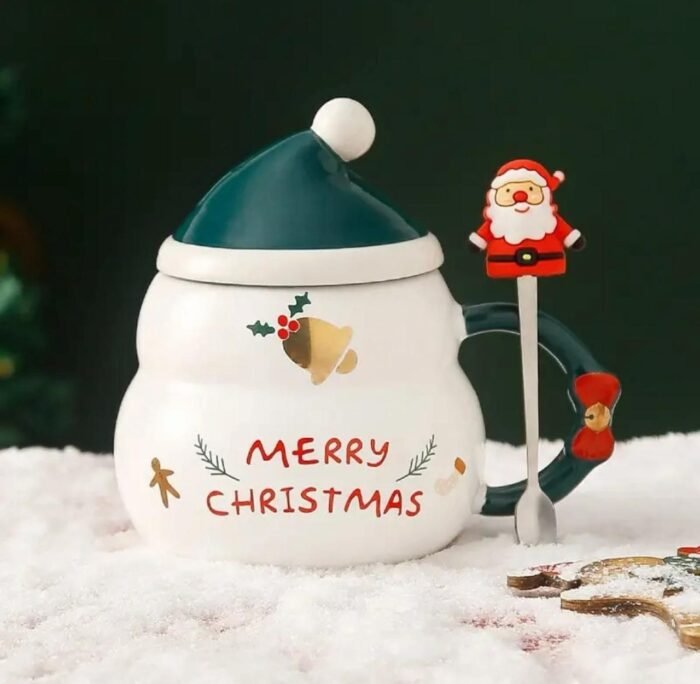 CHRISTMAS MUG WITH SANTA HAT LID AND SPOON IN A GIFT BOX - Image 3
