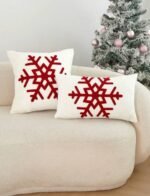 CHRISTMAS EMBROIDERED SNOW FLAKE CUSHION COVER SET OF TWO - Image 2