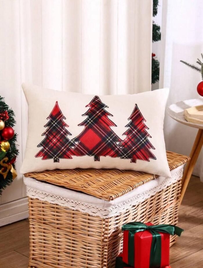 SCOTTISH PLAID PATTERN TREE CUSHION COVER - Image 4
