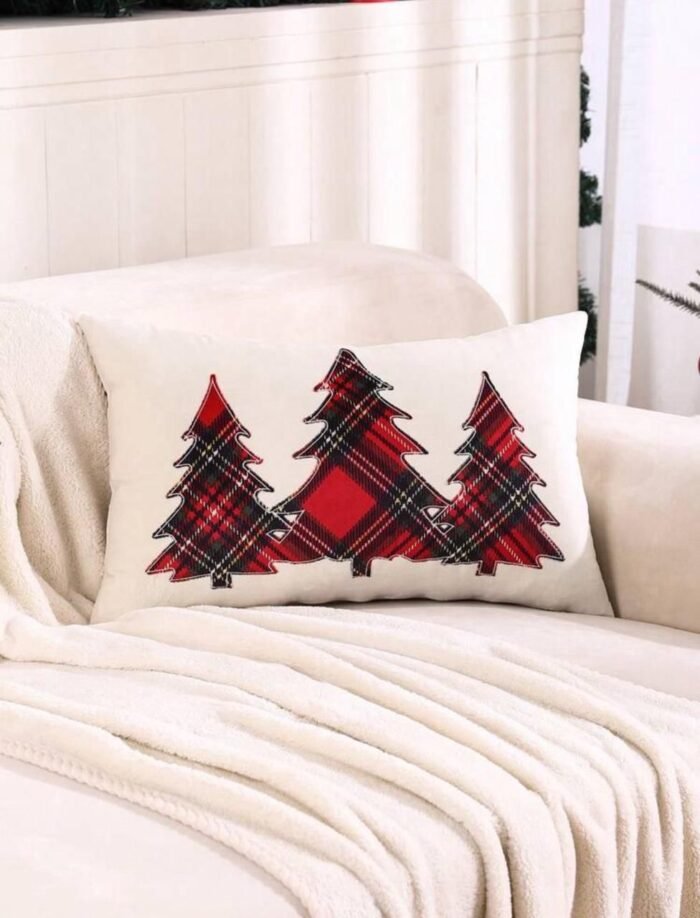 SCOTTISH PLAID PATTERN TREE CUSHION COVER - Image 2