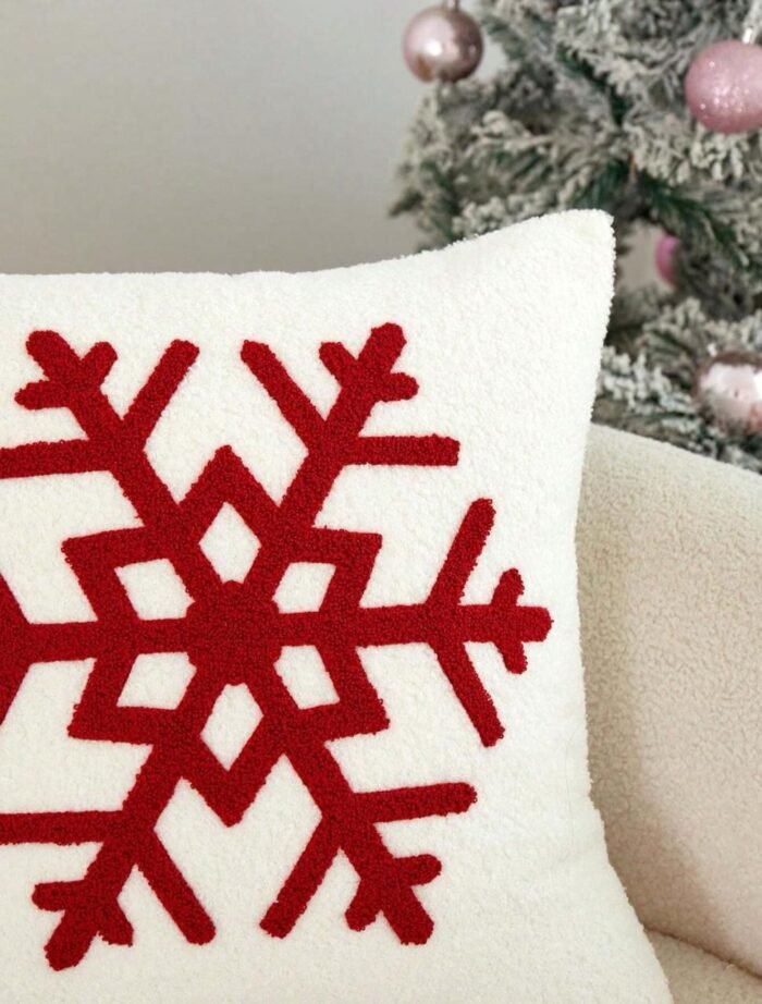 CHRISTMAS EMBROIDERED SNOW FLAKE CUSHION COVER SET OF TWO - Image 3