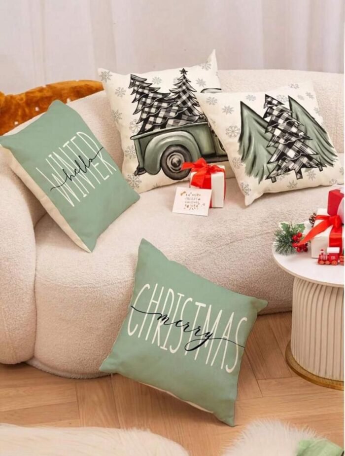 SET OF 4 MINT CHRISTMAS CUSHIONS COVERS - Image 5