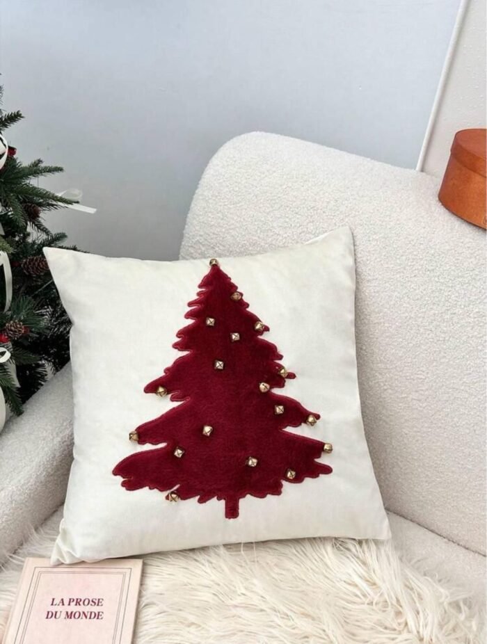 RED TREE VELVET CUSHION COVER - Image 2