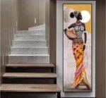 LARGE SIZE PORTRAIT AFRICAN WOMEN FRAMED CANVAS PAINTING - Image 5