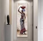 LARGE SIZE PORTRAIT AFRICAN WOMEN FRAMED CANVAS PAINTING - Image 6