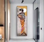 LARGE SIZE PORTRAIT AFRICAN WOMEN FRAMED CANVAS PAINTING - Image 3