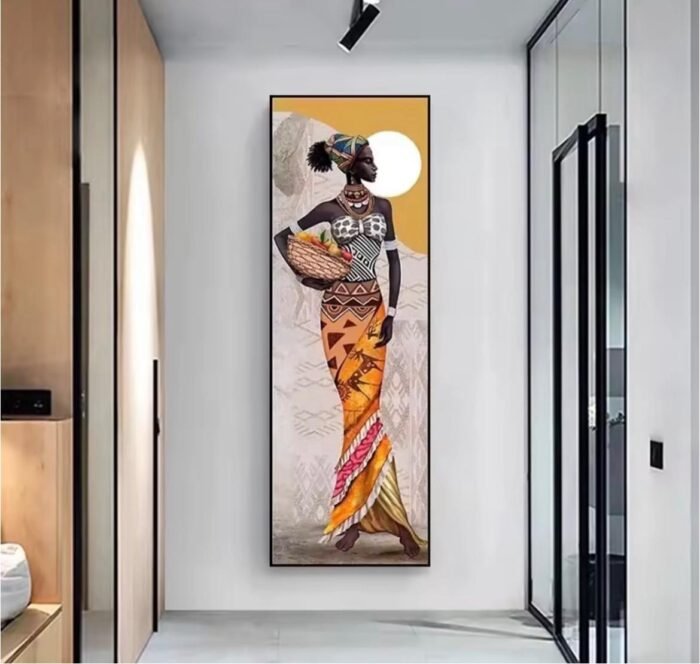 LARGE SIZE PORTRAIT AFRICAN WOMEN FRAMED CANVAS PAINTING - Image 3