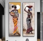 LARGE SIZE PORTRAIT AFRICAN WOMEN FRAMED CANVAS PAINTING