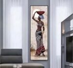 LARGE SIZE PORTRAIT AFRICAN WOMEN FRAMED CANVAS PAINTING - Image 2