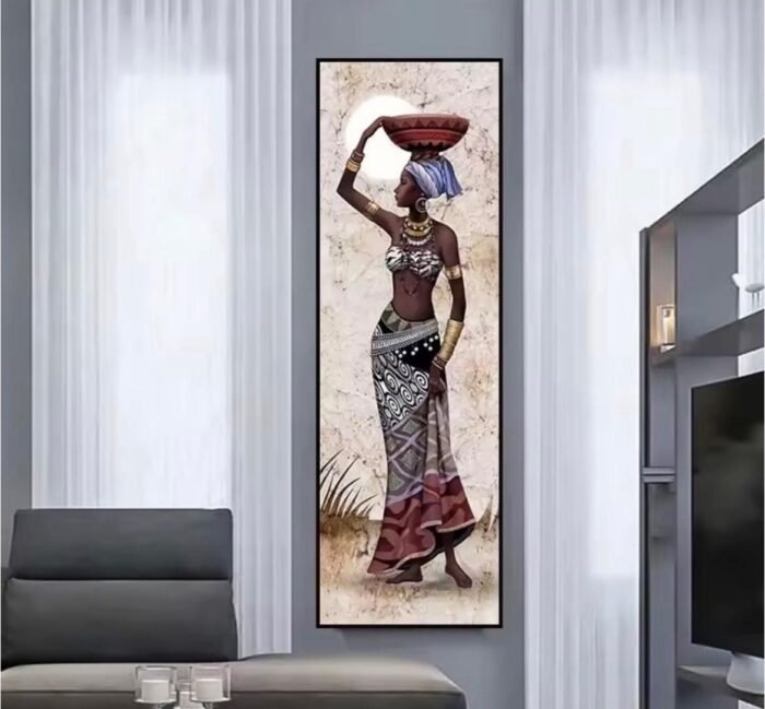 LARGE SIZE PORTRAIT AFRICAN WOMEN FRAMED CANVAS PAINTING - Image 2