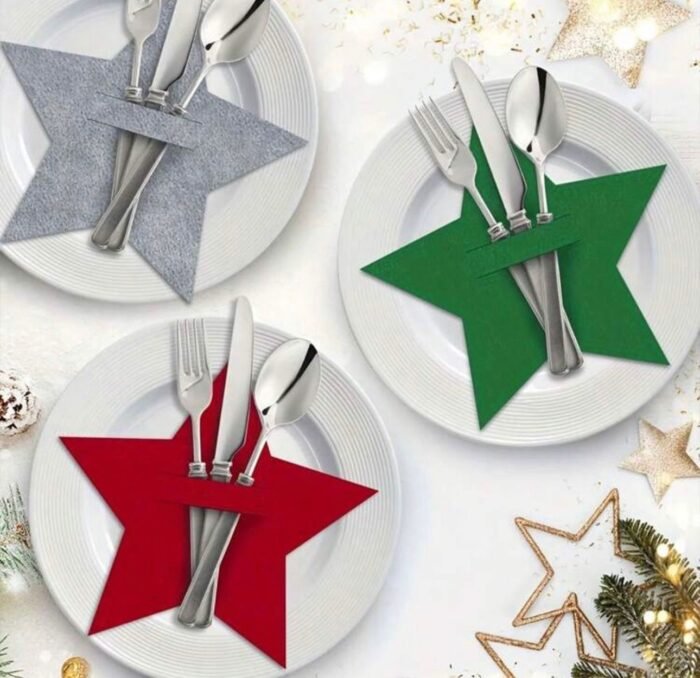 STAR CHRISTMAS CUTLERY HOLDER SET OF FIVE - Image 1