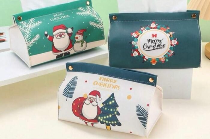 LEATHER CHRSTMAS TISSUE BOX - Image 1