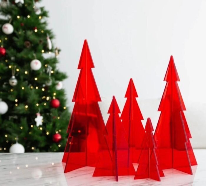 5 PIECES ACRYLIC CHRISTMAS TREE TABLE DECORATION - Image 1