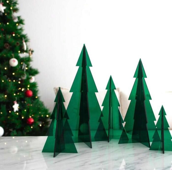 5 PIECES ACRYLIC CHRISTMAS TREE TABLE DECORATION - Image 2
