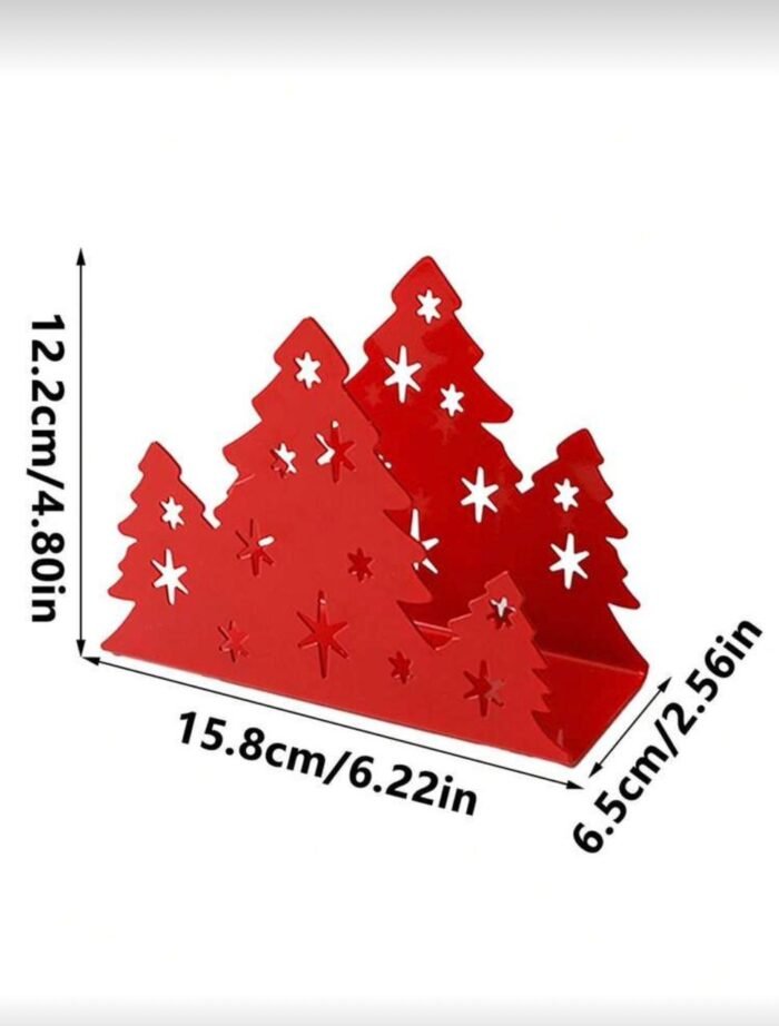 METAL RED CHRISTMAS TREE NAPKIN HOLDER - Image 2
