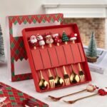 CHRISTMAS GOLD CUTLERY SET OF SIX