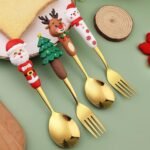 SET OF 4 GOLD CHRISTMAS CUTLERY