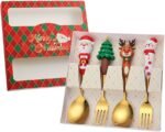 SET OF 4 GOLD CHRISTMAS CUTLERY - Image 2