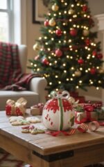 CERAMIC CHRISTMAS ROUND BALL CONTAINER