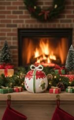 CERAMIC CHRISTMAS ROUND BALL CONTAINER - Image 2