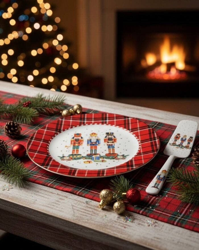 CHRISTMAS PLATE AND KNIFE IN A GIFT BOX 27 CM - Image 1
