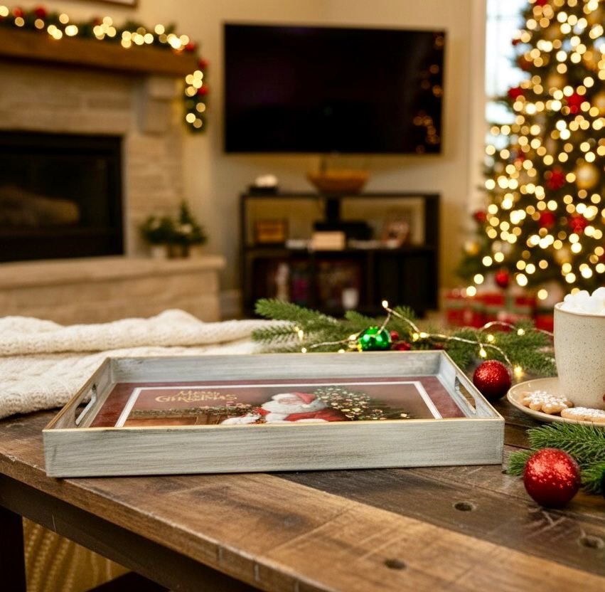 WhatsApp Image 2025-11-04 at 8.15.15 PM (2) CHRISTMAS RECTANGULAR TRAY (SANTA WITH TREE) 35 cm - Image 1