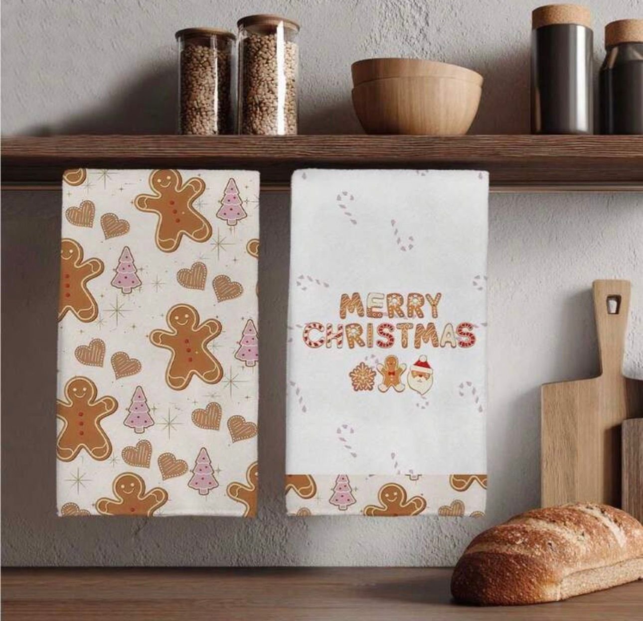 WhatsApp Image 2025-11-04 at 8.58.48 PM (1) MERRY CHRISTMAS GINGERBREAD KITCHEN TOWELS SET OF 2 - Image 1