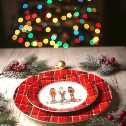 SET OF SIX DESSERT CHRISTMAS NUTCRACKERS PLATES