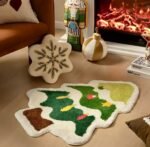 CHRISTMAS TREE SHAPED CARPET WITH DECORATIONS 92 CM