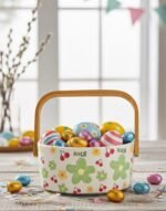 CERAMIC BASKET WITH A BAMBOO WOODEN HANDLE - Image 4