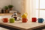 SET OF SIX COLORFUL ESPRESSO COFFEE CUPS
