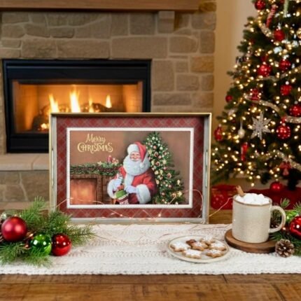CHRISTMAS RECTANGULAR TRAY (SANTA WITH TREE) 35 cm