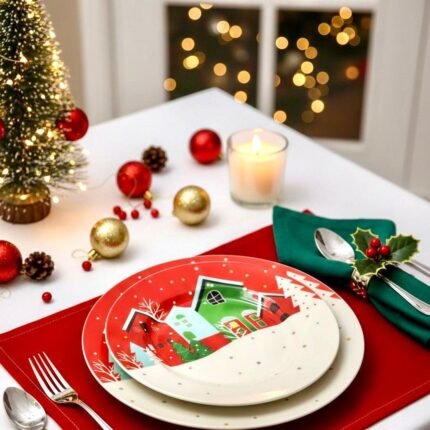 FESTIVE WINTER VILLAGE PLATE (26 CM & 20 CM)