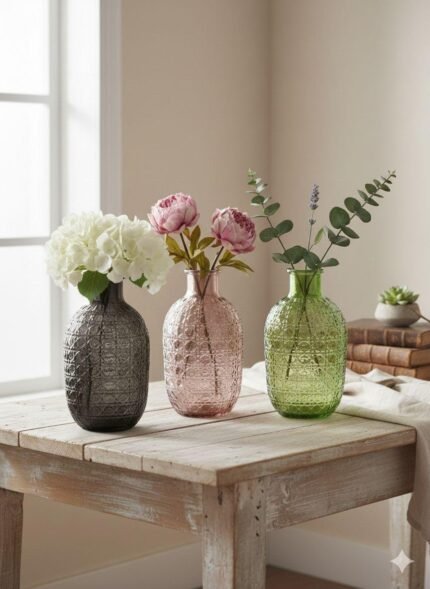 GLASS SPRING VASES SET 20 cm