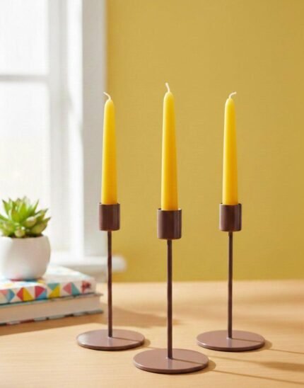 PURPLE METAL CANDLE HOLDERS SET 18 cm