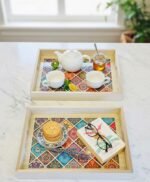 MOSAIC BLOOM WOODEN TRAY SET (39.5 X 29.5 CM) & (34 X 24 CM) - Image 3