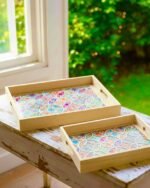 MOSAIC BLOOM WOODEN TRAY SET (39.5 X 29.5 CM) & (34 X 24 CM) - Image 6
