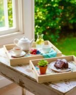 MOSAIC BLOOM WOODEN TRAY SET (39.5 X 29.5 CM) & (34 X 24 CM)