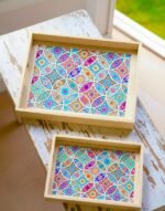 MOSAIC BLOOM WOODEN TRAY SET (39.5 X 29.5 CM) & (34 X 24 CM) - Image 5