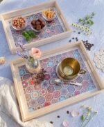 MOSAIC BLOOM WOODEN TRAY SET (39.5 X 29.5 CM) & (34 X 24 CM) - Image 10
