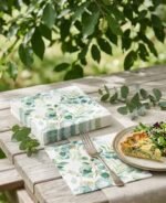 GREEN FLORAL NAPKINS SET OF 20